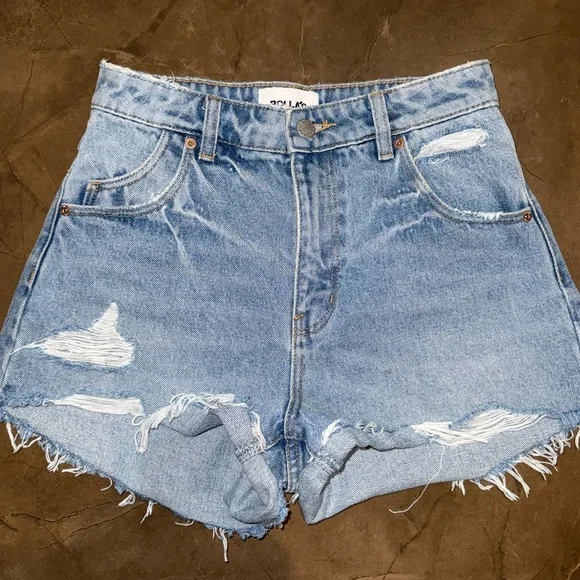 ROLLA'S Light Blue Distressed Jean Shorts Sylvia Blue High Rise - Picture 6 of 7